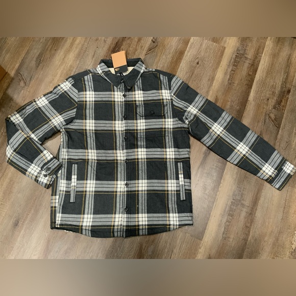 New The North Face Campshire Sherpa Shirt/jacket PLAID Gray /Yellow Men’s Sz L